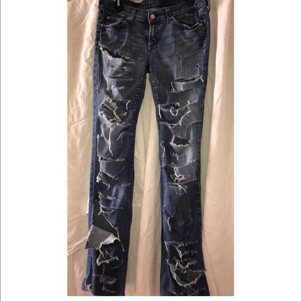 7 for All Mankind Distressed Denim Jeans, Size 32 - Picture 8 of 9
